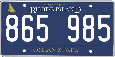 RI license plate 865985