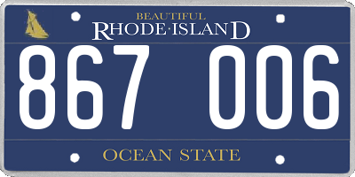 RI license plate 867006