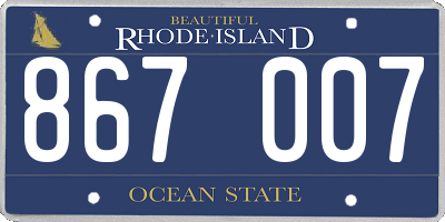RI license plate 867007
