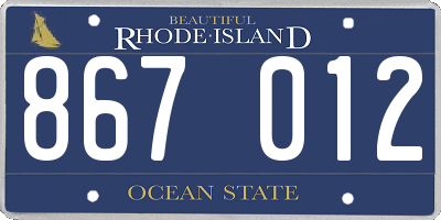 RI license plate 867012