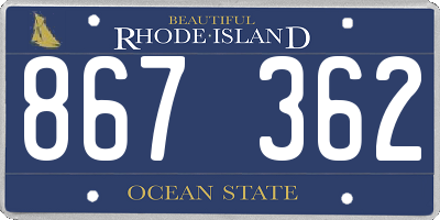 RI license plate 867362