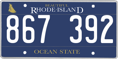 RI license plate 867392