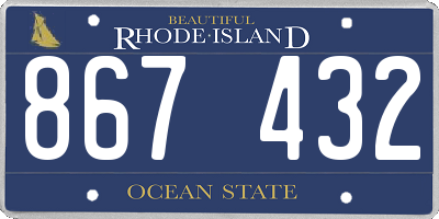 RI license plate 867432