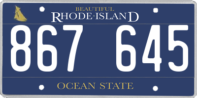 RI license plate 867645