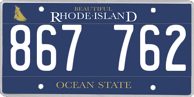 RI license plate 867762