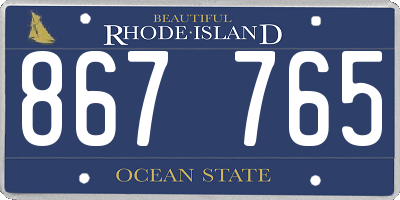RI license plate 867765