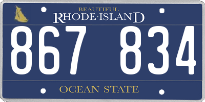 RI license plate 867834