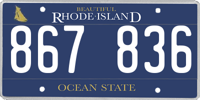 RI license plate 867836