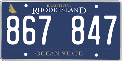 RI license plate 867847