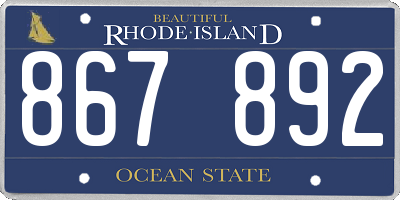 RI license plate 867892