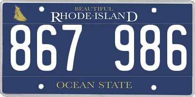 RI license plate 867986