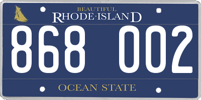 RI license plate 868002