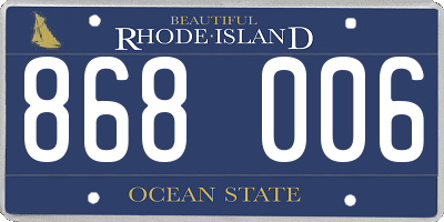 RI license plate 868006