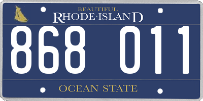 RI license plate 868011