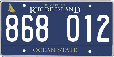 RI license plate 868012