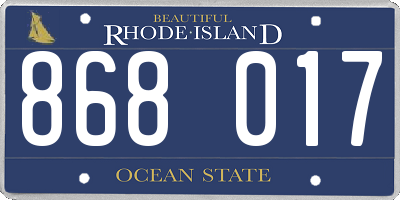 RI license plate 868017
