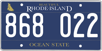 RI license plate 868022