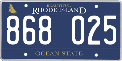 RI license plate 868025