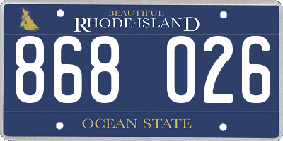 RI license plate 868026