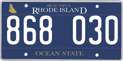RI license plate 868030
