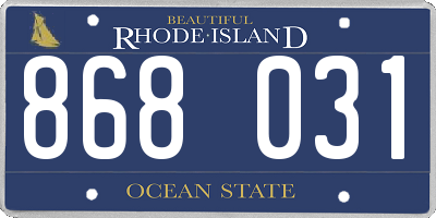 RI license plate 868031