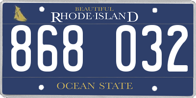 RI license plate 868032