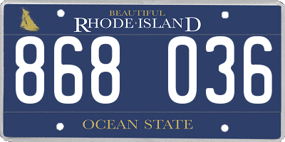 RI license plate 868036
