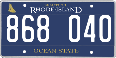 RI license plate 868040