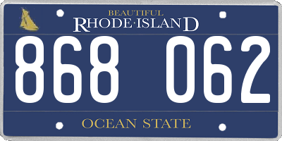 RI license plate 868062