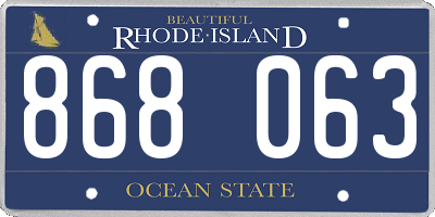 RI license plate 868063