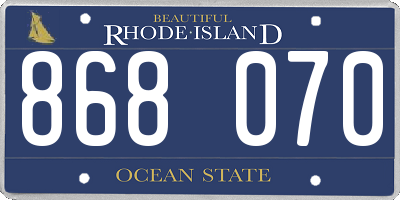 RI license plate 868070