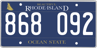 RI license plate 868092