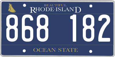 RI license plate 868182