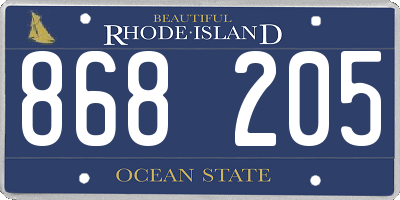 RI license plate 868205