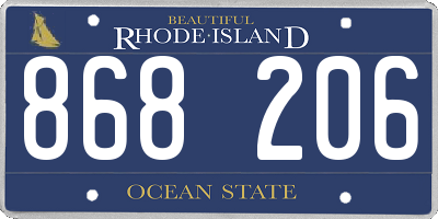 RI license plate 868206