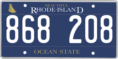RI license plate 868208
