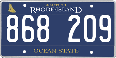 RI license plate 868209