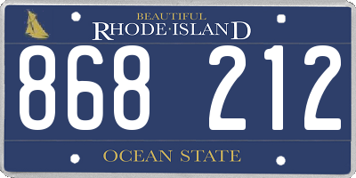RI license plate 868212