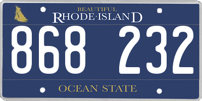RI license plate 868232