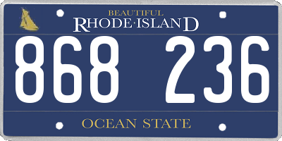 RI license plate 868236