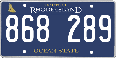 RI license plate 868289