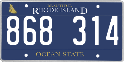 RI license plate 868314