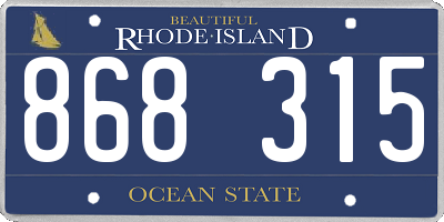 RI license plate 868315