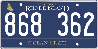 RI license plate 868362