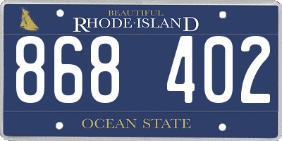 RI license plate 868402