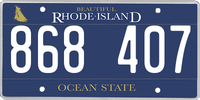 RI license plate 868407