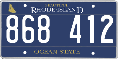 RI license plate 868412