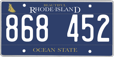 RI license plate 868452