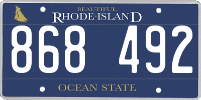 RI license plate 868492