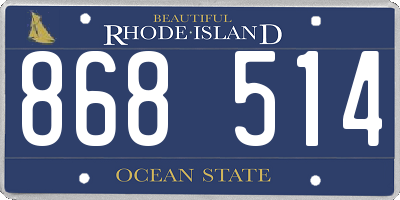 RI license plate 868514